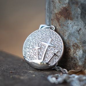 Mini Diamond Three Cross Pendant Necklace
